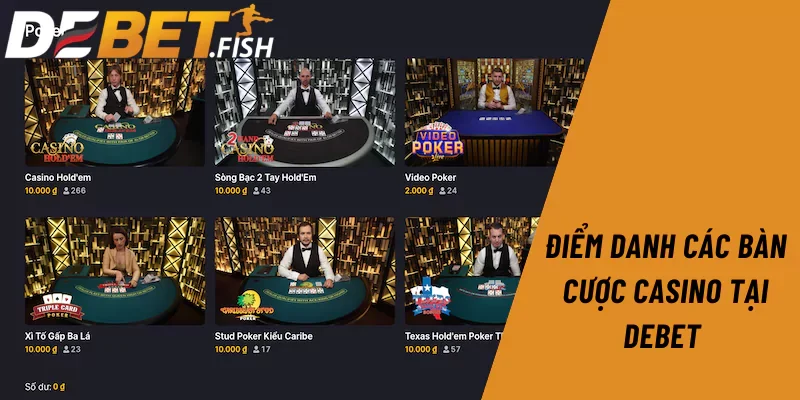 Casino 3 Điểm danh các bàn cược casino ăn khách nhất tại Debet