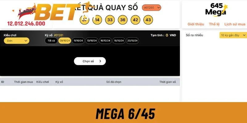 Lô đề 4 Mega 6/45 tại DEBET